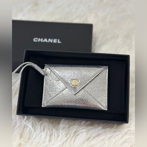CHANEL Limited Edition Card Holder & Bag Charm in Silver